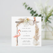Faire-part Boho Flamant rose Mariage Arch Enregistrer La Date (Debout devant)
