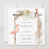 Faire-part Boho Flamant rose Mariage Arch Enregistrer La Date (Devant)