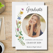 Faire-part Boho Fleur sauvage Girl Photo Lycée Graduation