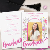 Faire-part Boho Fleur sauvage Graduate Photo Arch Pink Script