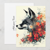 Faire-part Boho Floral Fox Faune Nature (Devant / Derrière)