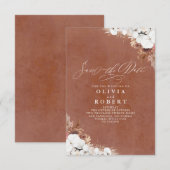 Faire-part Boho Floral Terracotta Chic Enregistrer La Date (Devant / Derrière)