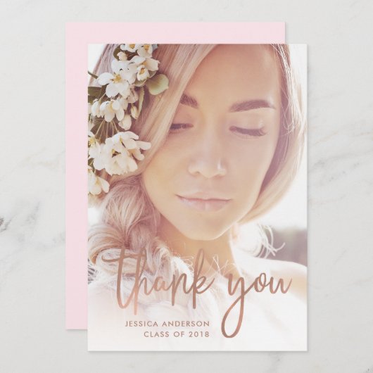 Faire-part Boho Merci | Merci de la graduation photo (Devant / Derrière)