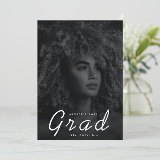 Faire-part Boho Modern Minimal Graduate Photo University (Debout devant)