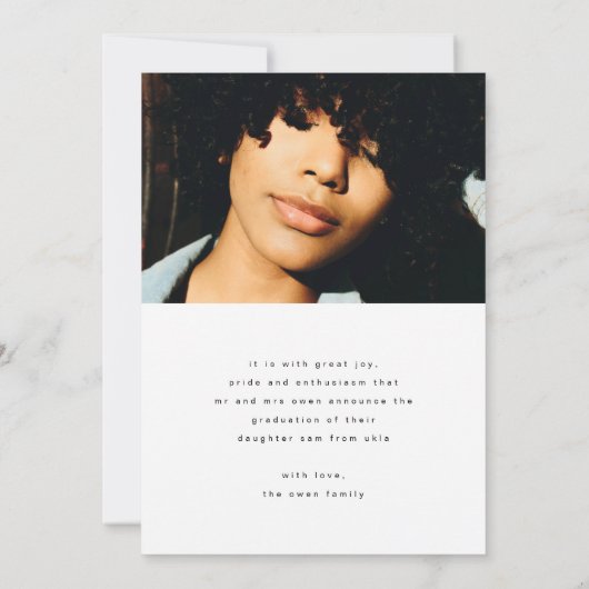 Faire-part Boho Modern Minimal Graduate Photo University (Dos)