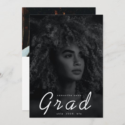 Faire-part Boho Modern Minimal Graduate Photo University (Devant / Derrière)