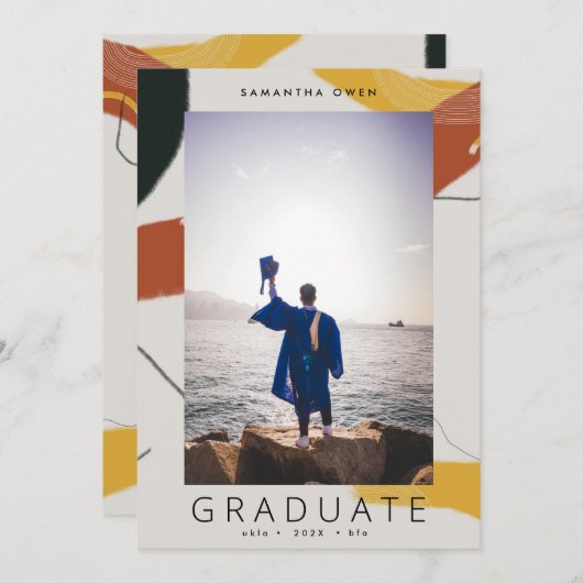 Faire-part Boho Modern Photo School Grad (Devant / Derrière)