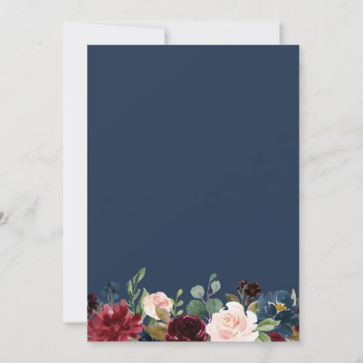 Faire-part Boho Navy Blush Floral Botanical Graduation Senior (Dos)
