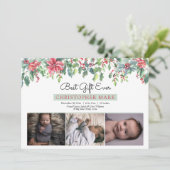 Faire-part Boho Noël verdure Meilleur cadeau à jamais naissan (Debout devant)