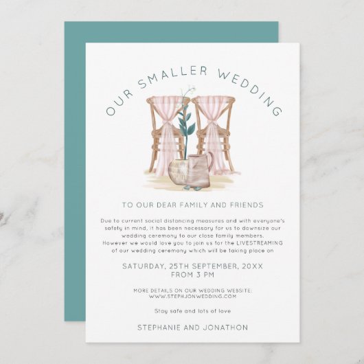 Faire-part Boho Petits Fauteuils de Mariage Réduits (Devant / Derrière)