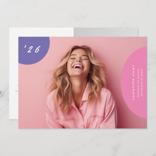 Faire-part Boho Pop Fun Unique Elegant Designer Photo Moderne (Devant / Derrière)