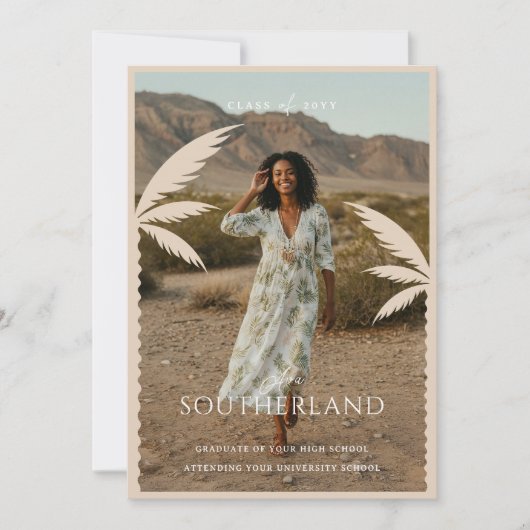 Faire-part Boho Retro Tropical Palm Tree Graduation Photo (Devant)