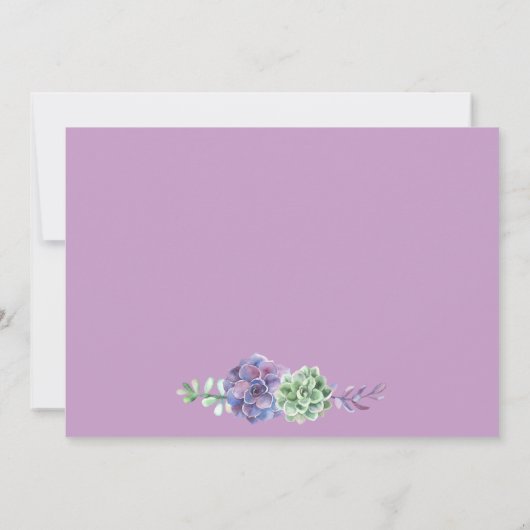 Faire-part Boho Succulents enregistrer la date photo Lavender (Dos)