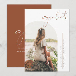 Faire-part Boho Terracotta Minimaliste Arche Photo Remise de