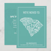 Faire-part Boho Turquoise Floral Caroline du Sud État Déménag (Devant / Derrière)