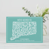 Faire-part Boho Turquoise Floral Connecticut State Moving (Debout devant)