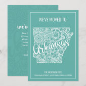 Faire-part Boho Turquoise Floral Mandala Arkansas State Movin (Devant / Derrière)