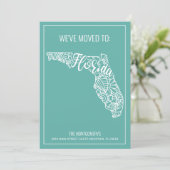 Faire-part Boho Turquoise Floral Mandala Florida State Moving (Debout devant)