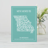 Faire-part Boho Turquoise Floral Mandala Missouri Moving (Debout devant)