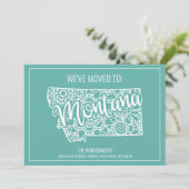 Faire-part Boho Turquoise Floral Mandala Montana Moving (Debout devant)