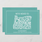 Faire-part Boho Turquoise Floral Mandala Oregon State Moving (Devant / Derrière)