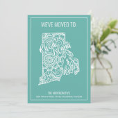 Faire-part Boho Turquoise Floral Mandala Rhode Island Moving (Debout devant)