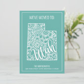 Faire-part Boho Turquoise Floral Mandala Utah State Moving (Debout devant)