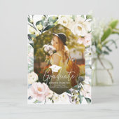 Faire-part Boho Verdure Cadre Floral Photo Graduation (Debout devant)