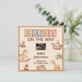 Faire-part Boho Watercolor Gender Neutral Digital Pregnancy (Debout devant)