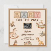 Faire-part Boho Watercolor Gender Neutral Digital Pregnancy (Devant)