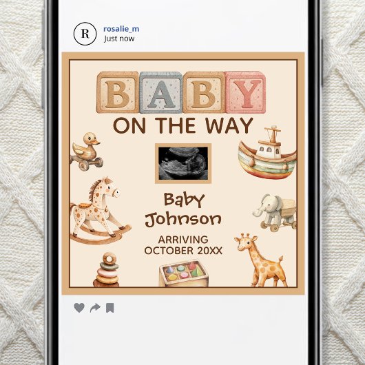 Faire-part Boho Watercolor Gender Neutral Digital Pregnancy