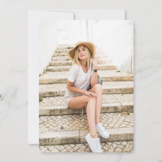 Faire-part Boho Wreath Two Photo Graduation Green (Dos)