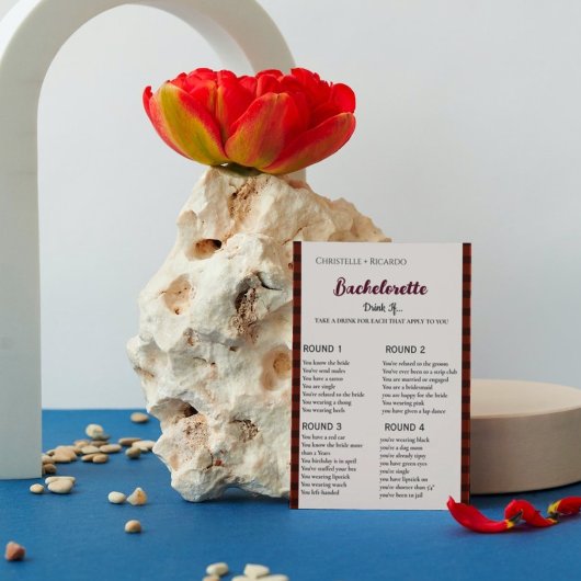 Faire-part Boire si Flannel & frizz jeu de bachelorette d'hiv