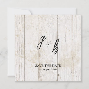 Faire-part Bois blanc minimaliste Vintage Enregistrer Date In