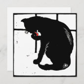 Faire-part Bois de la ferme victorienne Animaux Chat noir (Devant / Derrière)