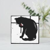 Faire-part Bois de la ferme victorienne Animaux Chat noir (Debout devant)