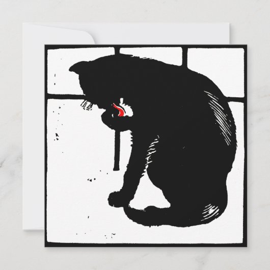 Faire-part Bois de la ferme victorienne Animaux Chat noir (Devant)