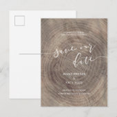 Faire-part Bois rustique enregistrer la date carte postale (Devant / Derrière)