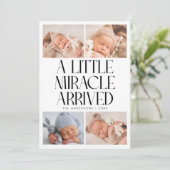 Faire-part Bold Little Miracle Christmas White Photo Birth (Debout devant)