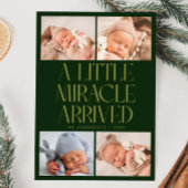 Faire-part Bold Little Miracle Xmas Green Photo Birth