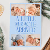 Faire-part Bold Little Miracle Xmas Icy Blue Photo Birth