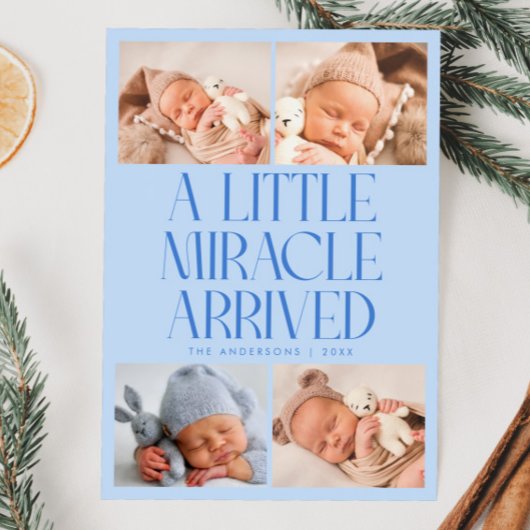 Faire-part Bold Little Miracle Xmas Icy Blue Photo Birth