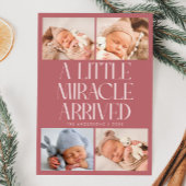 Faire-part Bold Little Miracle Xmas Pink Photo Birth
