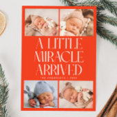 Faire-part Bold Little Miracle Xmas Red Photo Birth