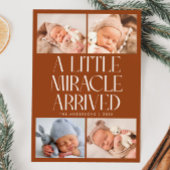 Faire-part Bold Little Miracle Xmas Terracotta Photo Birth