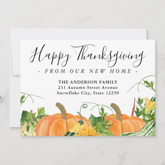 Faire-part Bon thanksgiving Nouveau Accueil Citrouille Vacanc (Devant)