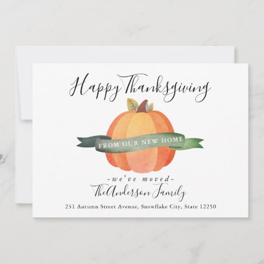 Faire-part Bon thanksgiving Nouveau Accueil Citrouille Vacanc (Devant)