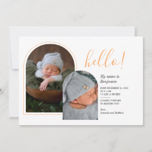 Faire-part Bonjour 2 Photos de bébé Naissance écriture manusc