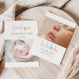 Faire-part Bonjour Bébé mignon coloré Nouveau bébé