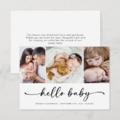 Faire-part Bonjour bébé | Naissance moderne de trois photos (Devant / Derrière)